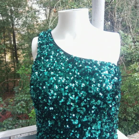 Lulus Sequin One Shoulder Body Con Mini Dress - Picture 6 of 11